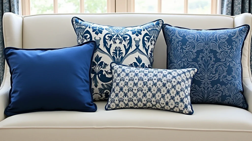 blue throw pillows