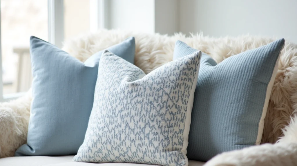 blue throw pillows