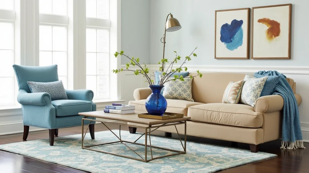 blue throw pillows