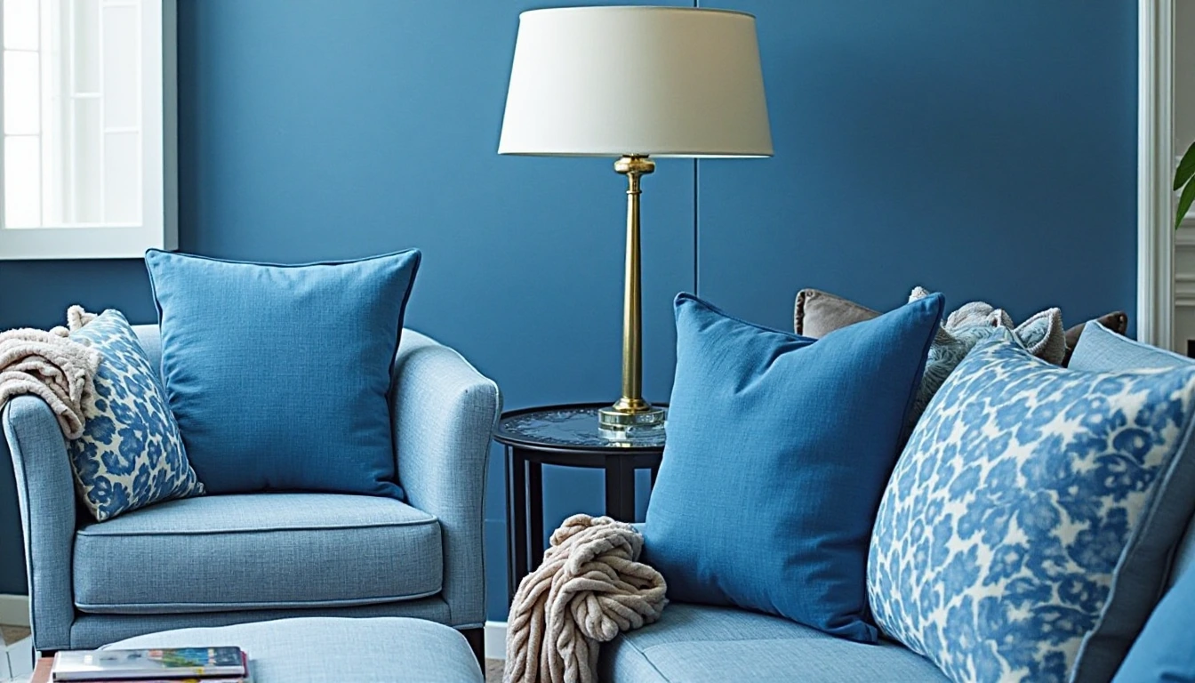 blue throw pillows