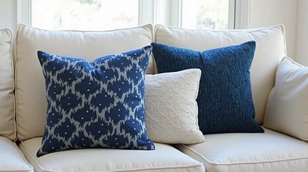 blue throw pillows